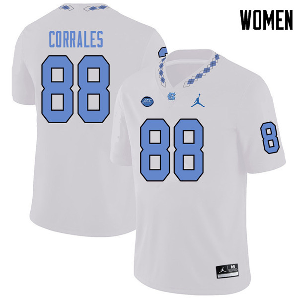 Jordan Brand Women #88 Beau Corrales North Carolina Tar Heels College Football Jerseys Sale-White